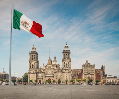 Street view of buildings in Mexico City